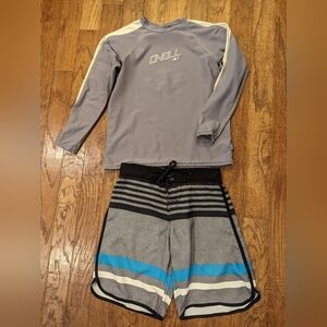 Swim wear lot O'neill rash guard & 2 board shorts Youth Large